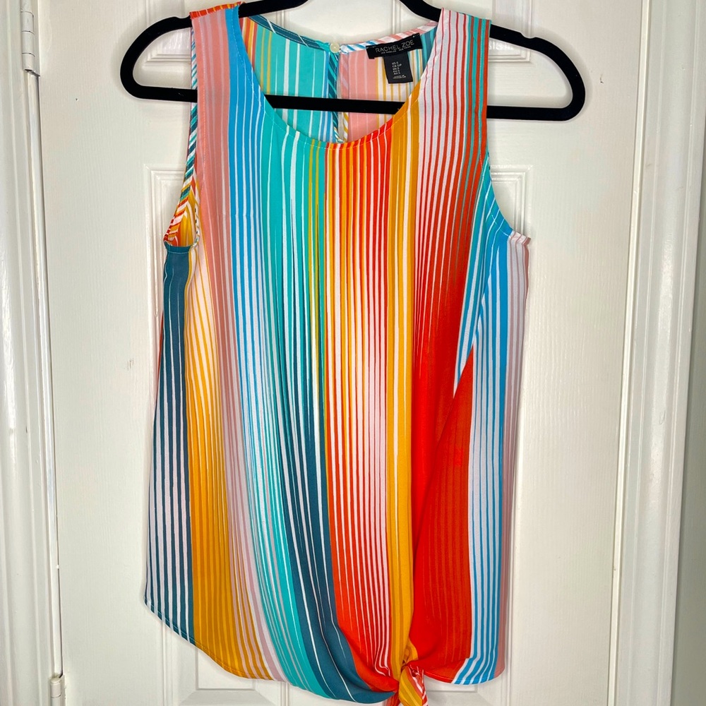 Rachel Zoe Multi-color Striped Lightweight Sleeveless Top | Size Small